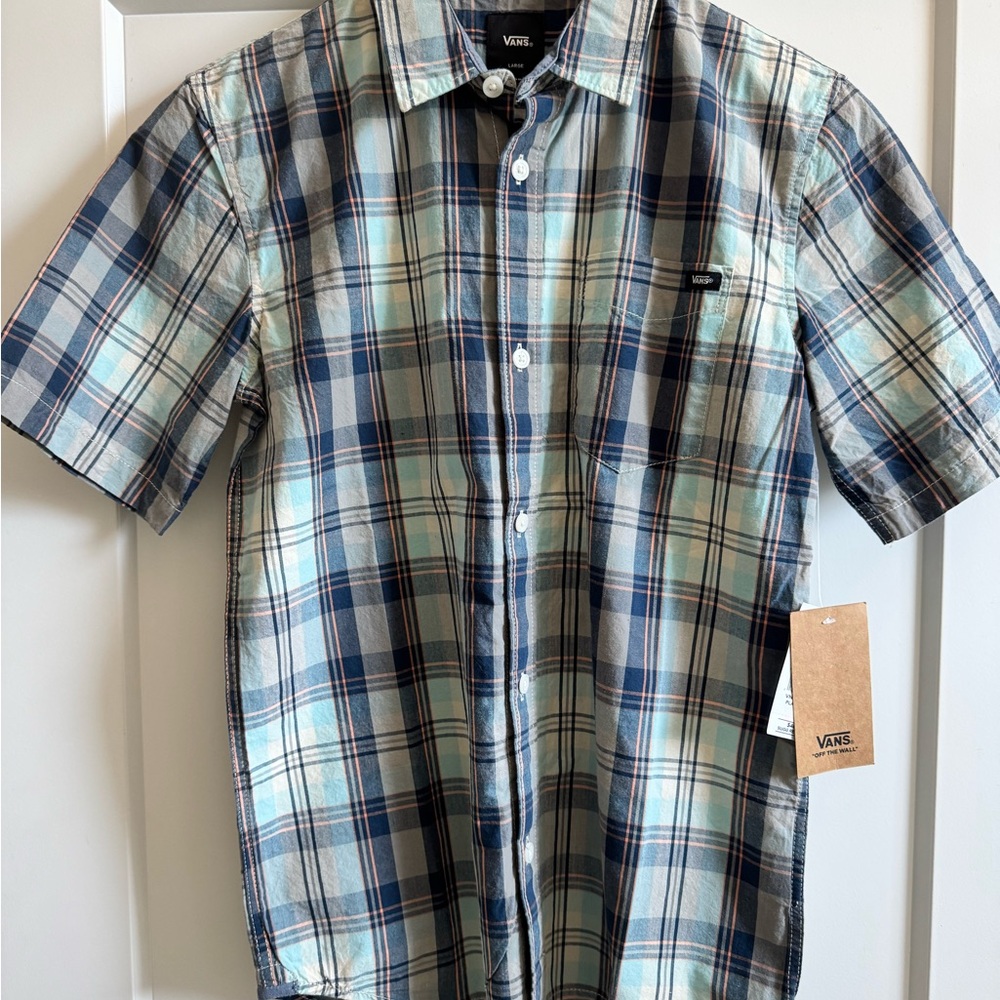 Vans Boy’s Blue Plaid Shirt Button Down